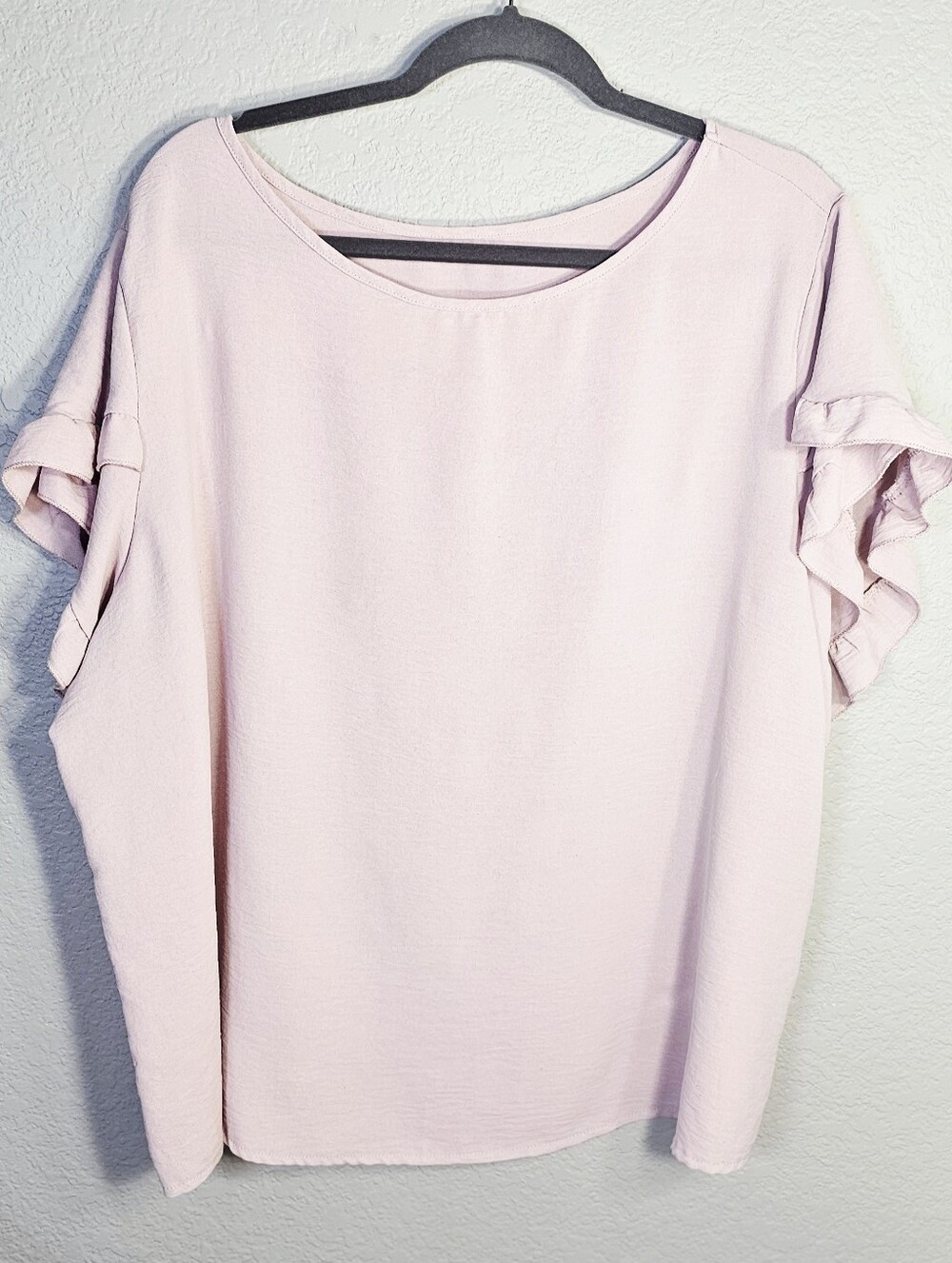 SHEIN Curve 4X Blush Pink Flutter Sleeve Blouse Plus Size Lightweight Top